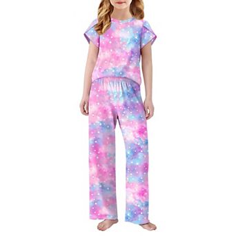Arshiner Pajamas For Girls Short Sleeve Long Pants Pajamas Cute Soft Sleepwear Lounge Sets
