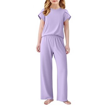 Arshiner Pajamas For Girls Short Sleeve Long Pants Pajamas Cute Soft Sleepwear Lounge Sets