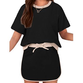 Arshiner Girls Outfits Summer Fashion Drop Shoulder Tshirt And Athletic Skirt Sets Kids Workout