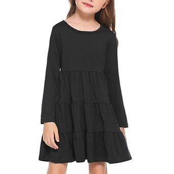 Arshiner Girl Long Sleeve Dress Tiered Ruffle Swing Tunic Shirt Dress