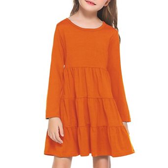 Arshiner Girl Long Sleeve Dress Tiered Ruffle Swing Tunic Shirt Dress