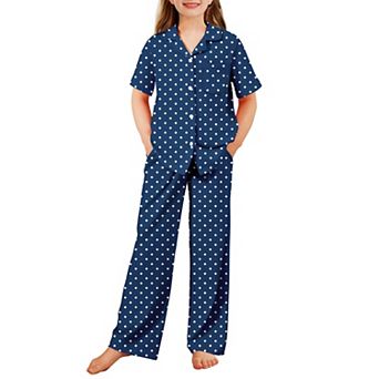 Arshiner Pajamas For Girls Short Sleeve Long Pants Outfit Piece Sleepwear Button Pajamas Sets