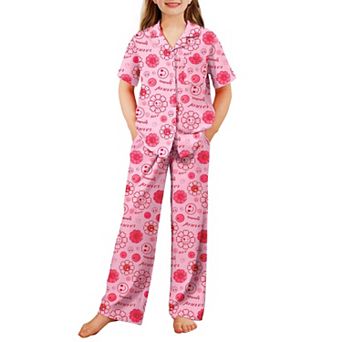 Arshiner Pajamas For Girls Short Sleeve Long Pants Outfit Piece Sleepwear Button Pajamas Sets