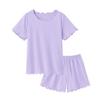 Arshiner Girls Pajama Set Short Sleeve Lounge Set Soft Shirring Summer Sleepwear Pajama Sets Flowers
