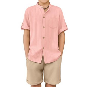 Arshiner Boys Pieces Set Short Sleeve Shirt And Stripe Shorts Summer Beach Vacation Outfit