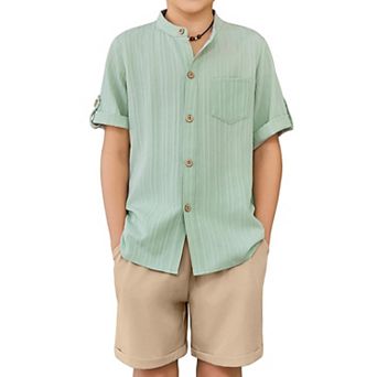 Arshiner Boys Pieces Set Short Sleeve Shirt And Stripe Shorts Summer Beach Vacation Outfit