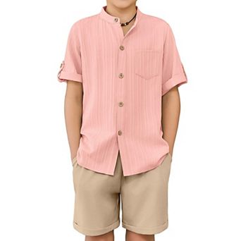 Arshiner Boys Pieces Set Short Sleeve Shirt And Stripe Shorts Summer Beach Vacation Outfit
