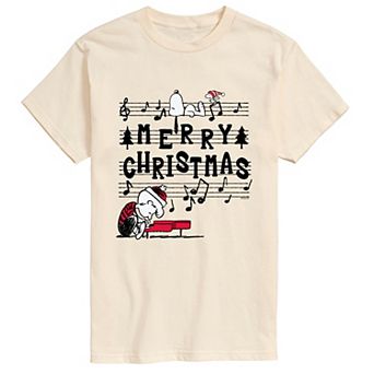 Big & Tall Peanuts Merry Christmas Music Notes Short Sleeve Graphic T-Shirt