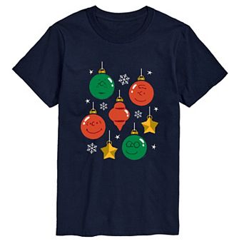 Big & Tall Peanuts Christmas Ornaments Short Sleeve Graphic T-Shirt