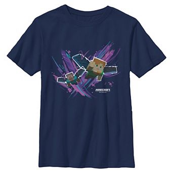 Boy's 6-20 Minecraft Flying Steve And Alex Graphic Tee