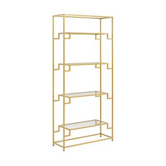 Crosley Furniture Celeste Etagere Bookcase with Glass Shelves