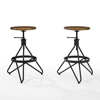 Crosley Furniture Kalen 2 pc Adjustable Height Swivel Bar Stool Set