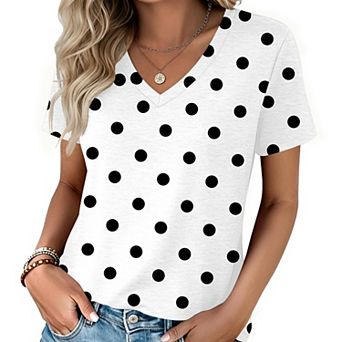 Zeagoo Womens Tops Summer Casual Short Sleeve Tshirts Business Basic Spring V-Neck Shirts Outfits