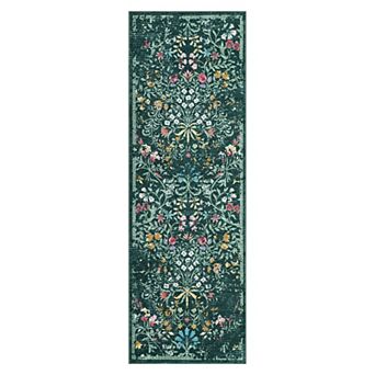 Washable Rug Floral Rugs Indoor Floor Non-Slip Boho Stain Resistant Carpets for Nursery Dining Room