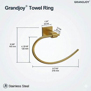 GRANDJOY 1-Piece Multi-Function Bathroom Hardware Set with Open Towel Ring Screw-In Stainless Steel