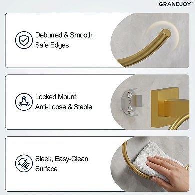 GRANDJOY 1-Piece Multi-Function Bathroom Hardware Set with Open Towel Ring Screw-In Stainless Steel