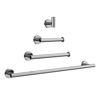 4 pc Bath Hardware Set with 2-Towel Racks, Toilet Paper Holder and Towel Hook in Stainless Steel