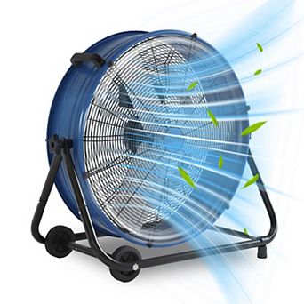 High Speed Industrial Drum Fan with Three Speeds and Three Sixty Degree Tilt for Garage Shop