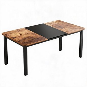 Industrial Rectangular Dining Table with Sturdy Metal Frame for Six to Eight People Only Table