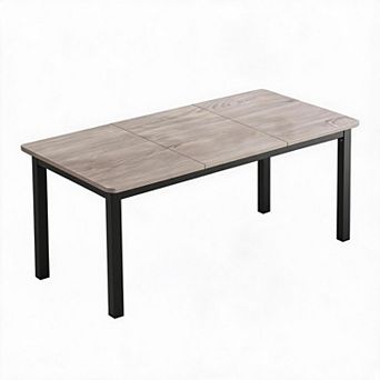 Industrial Rectangular Dining Table with Sturdy Metal Frame for Six to Eight People Only Table