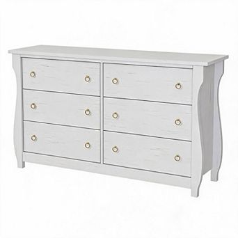 Dresser for Bedroom, Modern 6 Drawer Dresser, Chest of Drawers with Black Ring Pull Handles