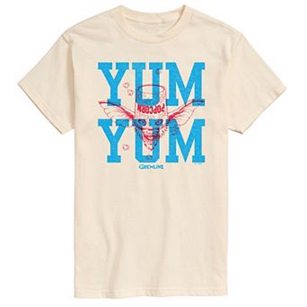 Big & Tall Gremlins Stripe Popcorn “YUM YUM” Short Sleeve Graphic T-Shirt