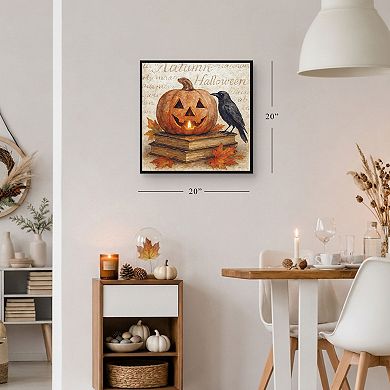Anthony Smith Jack-o-Lantern Perch Framed Canvas Wall Art
