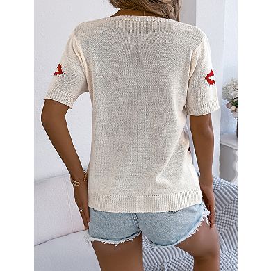 Women's Short Sleeve Cardigan Sweater Lightweight Tie Front Knit Top