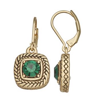 Napier Gold-Tone Leverback Square Drop Earrings