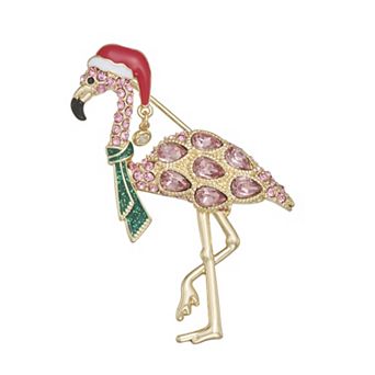 Napier Gold-Tone Holiday Flamingo Pin