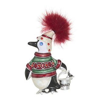 Napier Silver Tone Enamel Holiday Penguin Pin