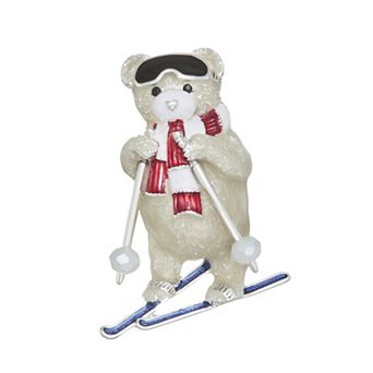 Napier Silver-Tone Skiing Polar Bear Pin