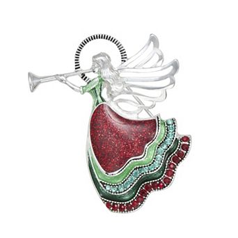 Napier Silver Tone Enamel Angel Pin