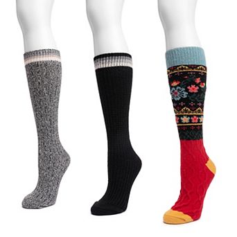 Women's MUK LUKS Microfiber Novelty Boot Socks 3-Pack