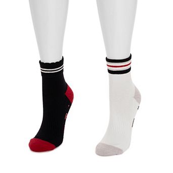 Women's MUK LUKS Compression Quarter Crew Cotton Socks 2-Pack