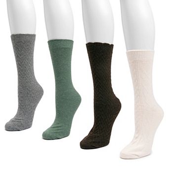 Women's MUK LUKS Crew Wool Blend Socks 4-Pack