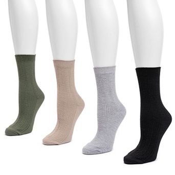 Women's MUK LUKS Lume Soft Crew Socks 4-Pack