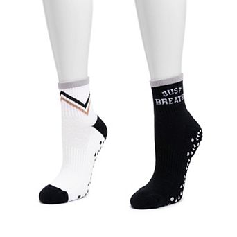 Women's MUK LUKS Studio Compression 2-Pack Quarter Crew Socks
