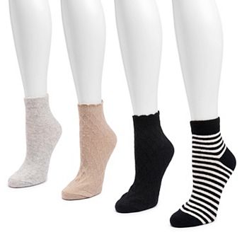 Women's MUK LUKS Wool Blend Quarter Socks 4-Pack