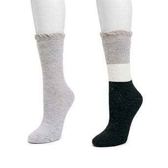 Women's MUK LUKS Ruffle Heat Retainer Crew Socks 2-Pack