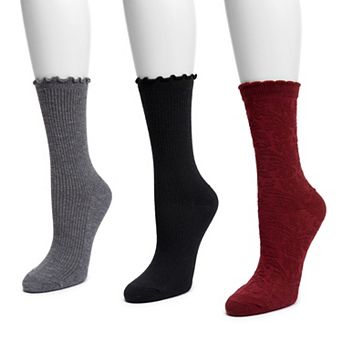 Women's MUK LUKS Whisper Soft Crew Socks 3-Pack