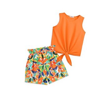Arshiner Girls Summer Clothes Piece Sets Sleeveless Shirts And Shorts Set Kids Clothing Pockets