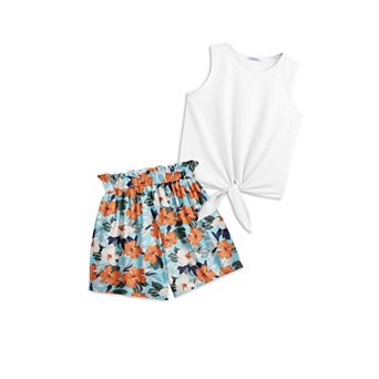 Arshiner Girls Summer Clothes Piece Sets Sleeveless Shirts And Shorts Set Kids Clothing Pockets
