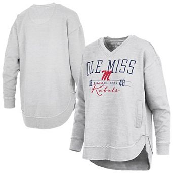 Women's Pressbox Heather Gray Ole Miss Rebels Marcus East Hall Poncho V-Neck Sweatshirt