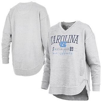 Women's Pressbox Heather Gray North Carolina Tar Heels Marcus East Hall Poncho V-Neck Sweatshirt