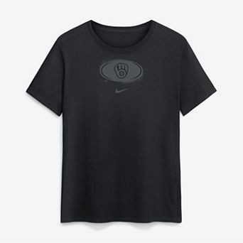 Women's Nike Black Milwaukee Brewers Black on Black Cotton T-Shirt