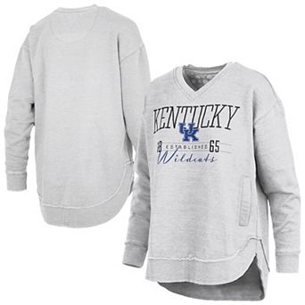 Women's Pressbox Heather Gray Kentucky Wildcats Marcus East Hall Poncho V-Neck Sweatshirt