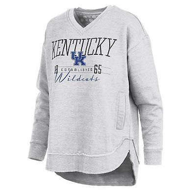 Women's Pressbox Heather Gray Kentucky Wildcats Marcus East Hall Poncho V-Neck Sweatshirt