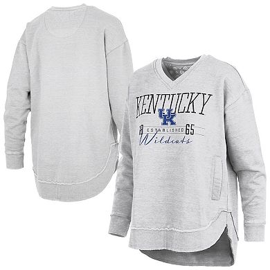 Women's Pressbox Heather Gray Kentucky Wildcats Marcus East Hall Poncho V-Neck Sweatshirt