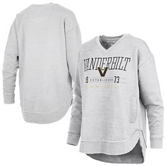 Women's Pressbox Heather Gray Vanderbilt Commodores Marcus East Hall Poncho V-Neck Sweatshirt